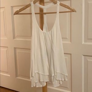 aqua white low back tank top